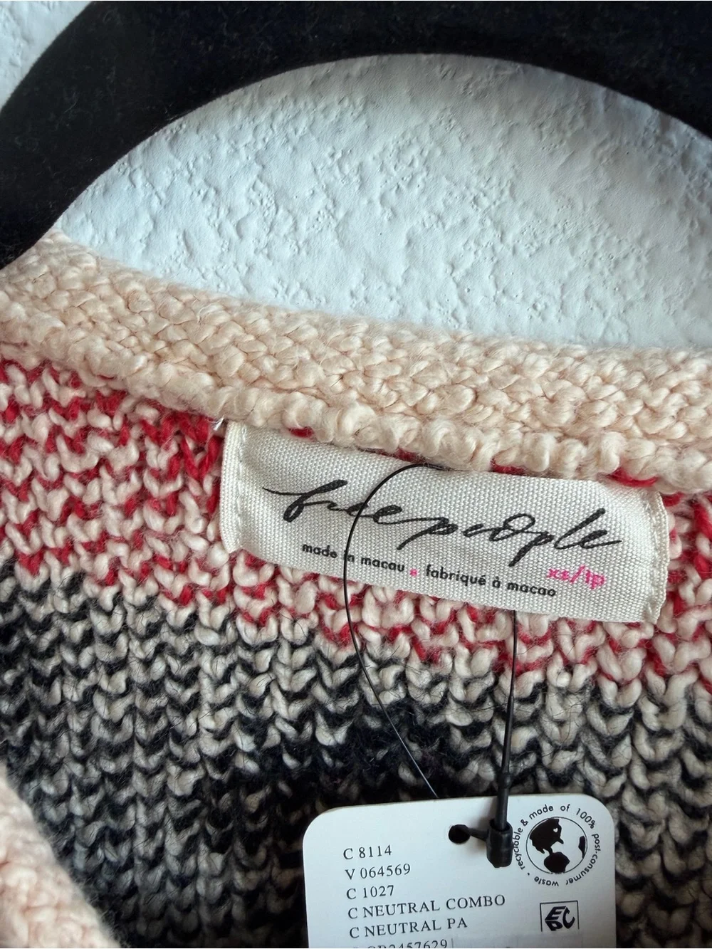 FREE PEOPLE “QUEENIE CARDIGAN” *NWT $168.00 *SIZE: X-SMALL *COLOR: BLACK/RED